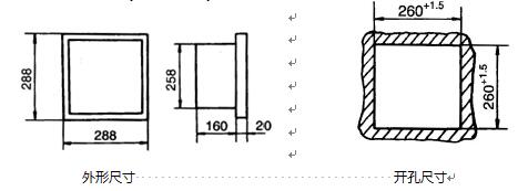 XJGA系列中型智能圓圖數顯記錄調節儀外形及開孔尺寸